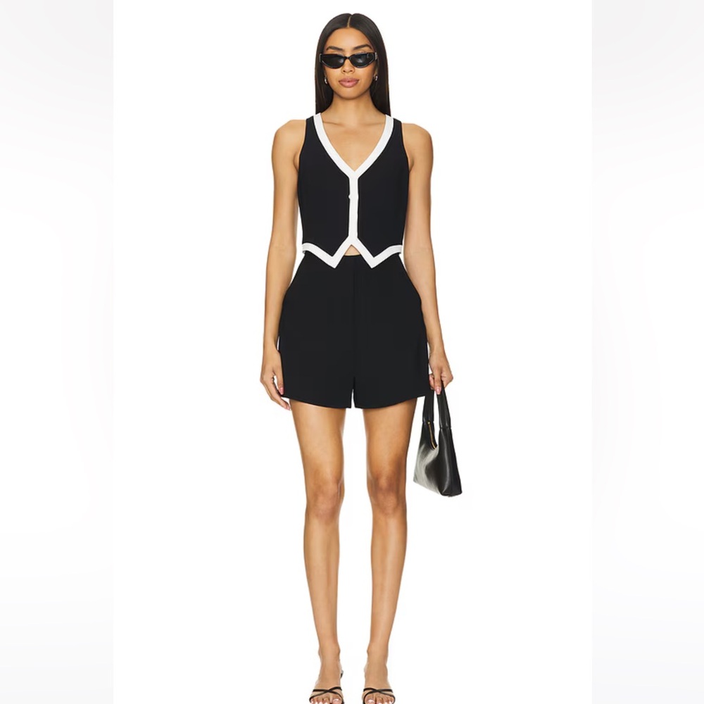 NWT Amanda Uprichard Regan Romper in Black & Ivory